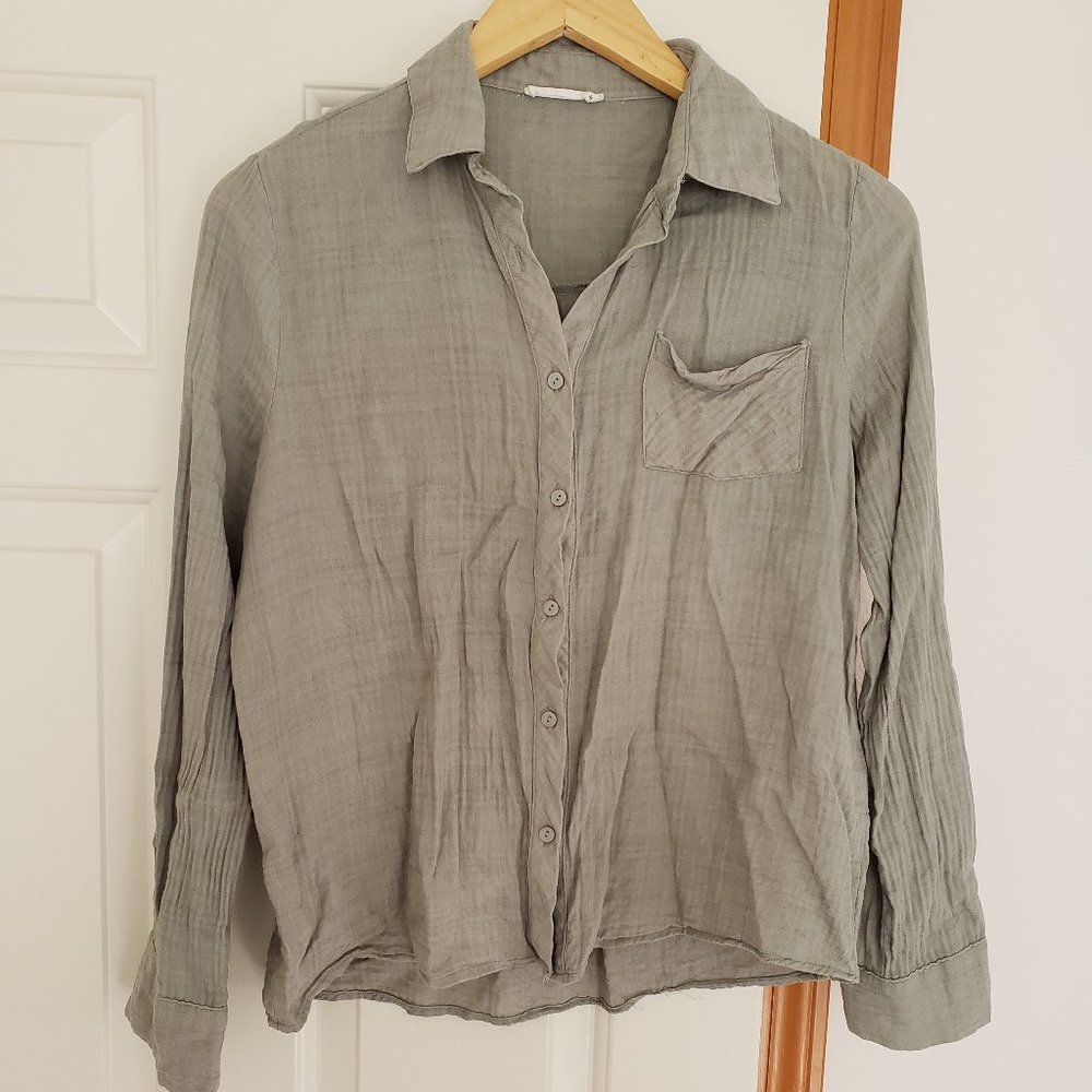 Neuflora sage green button down blouse